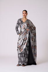 Eliza Saree with Blouse - Black & Silver